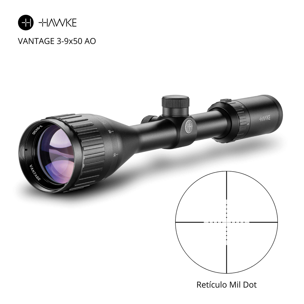 Luneta 3-9x50 Vantage AO Mildot SFP 1/4 MOA - Hawke COD 14133
