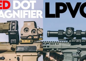 Comparativo entre red dot com magnifier e luneta LPVO montados em fuzis