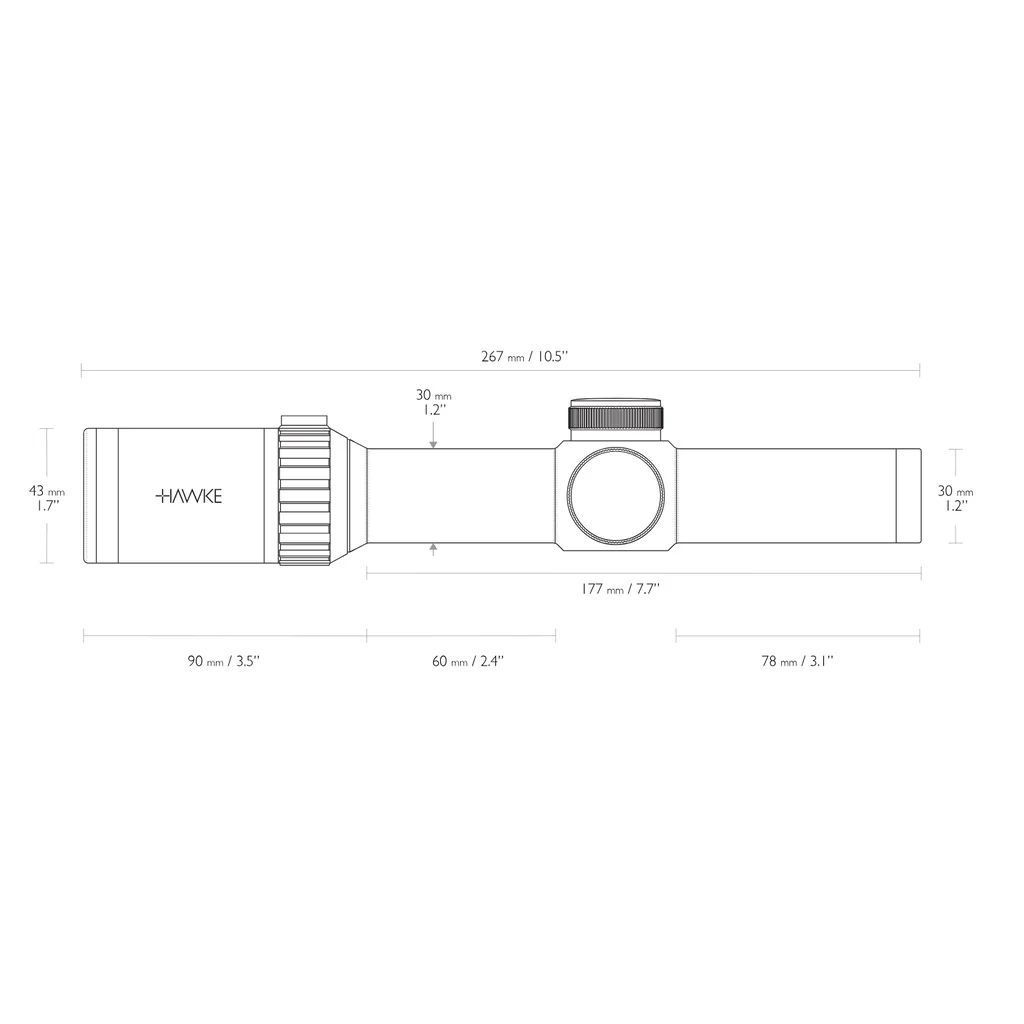 Luneta Vantage 1-8x24 30WA L4A Fiber Dot (fibra óptica) - Hawke COD 14510, outro ângulo do produto