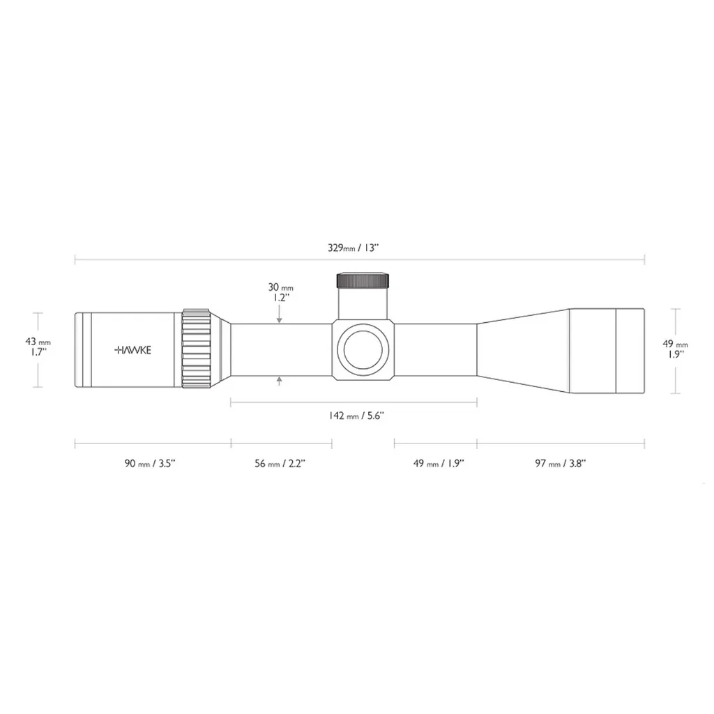 Luneta Vantage 3-9x42: .223/.308 Marksman (9x) - Hawke Optics COD 14277, outro ângulo do produto
