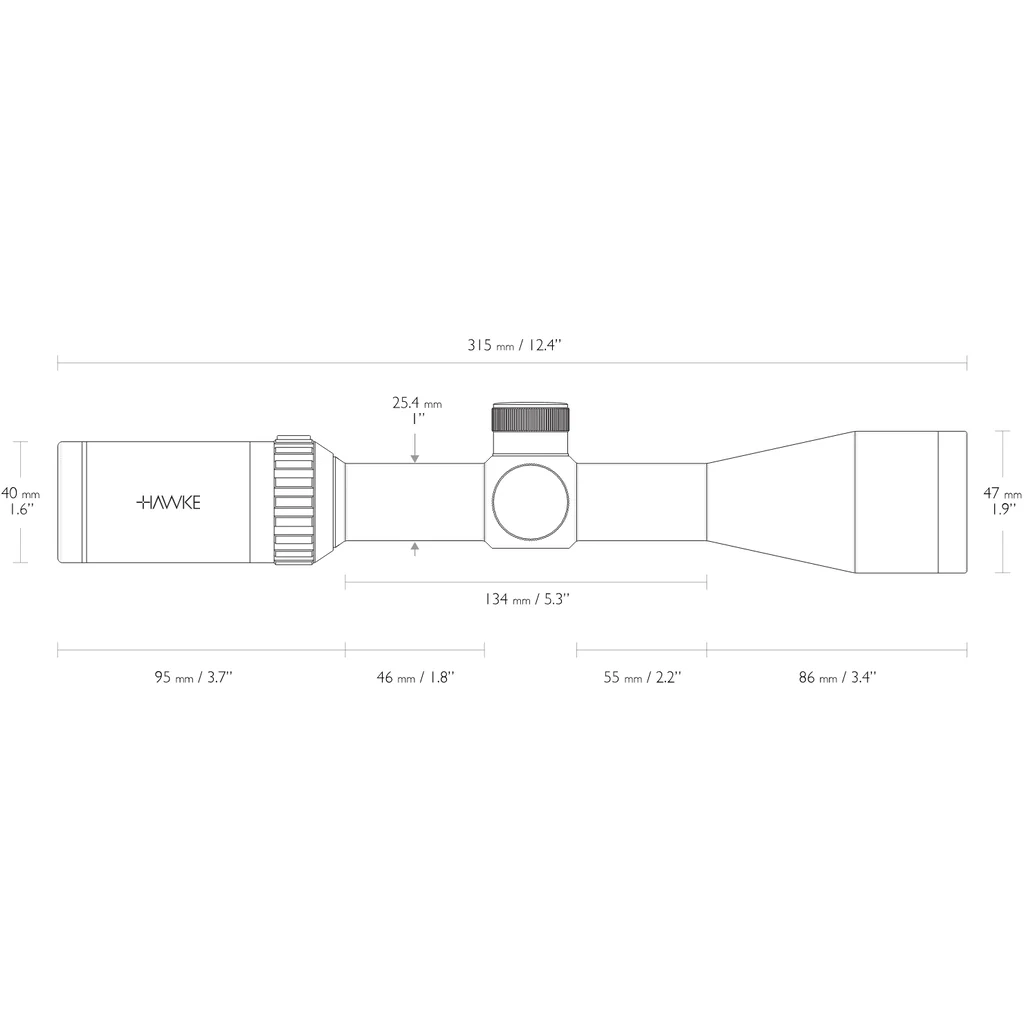 Luneta Vantage 3-9X40 (p/ Rifle .22LR) SFP 1/4 MOA - Hawke COD 14223, outro ângulo do produto