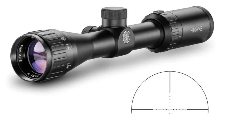 Luneta 2-7x32 Vantage 25mm AO Mil Dot SFP 1/4 MOA - Hawke COD 14111, foto real do produto