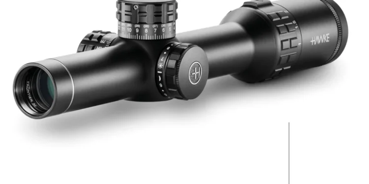 Luneta Frontier FD 1-10x24 SFP 1/4 MOA - Hawke COD 18411, foto real do produto