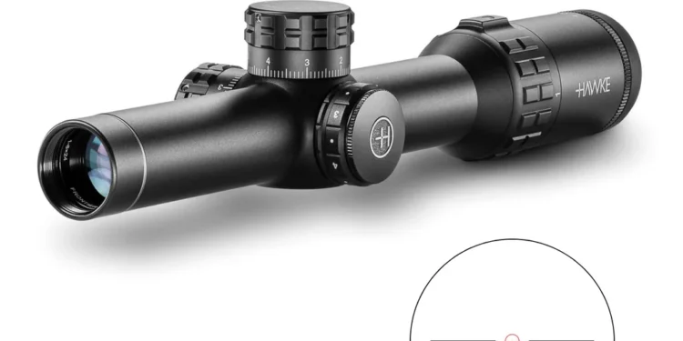 Luneta Frontier 1-6x24 Tactical SFP 1/10 MRAD - Hawke COD 18402, foto real do produto