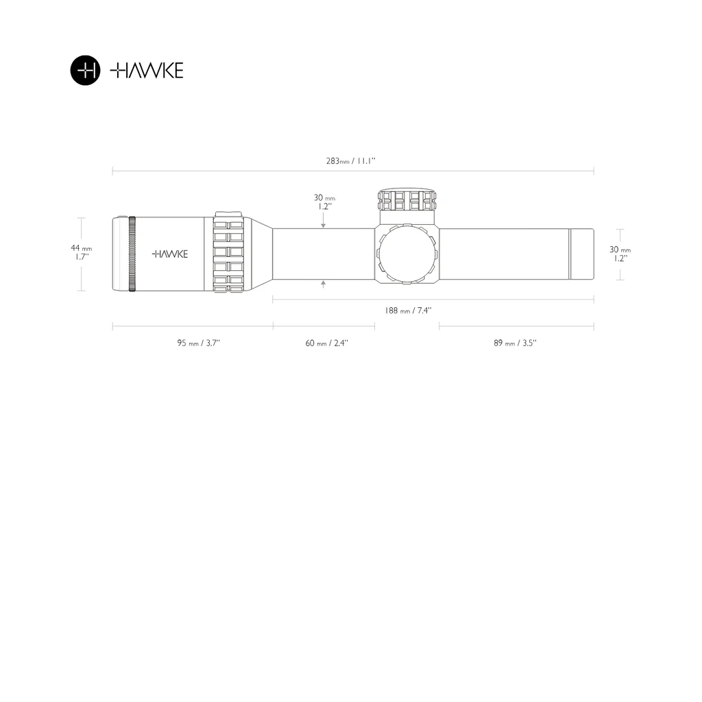 Luneta Frontier 1-6x24 Tactical SFP 1/10 MRAD - Hawke COD 18402, outro ângulo do produto
