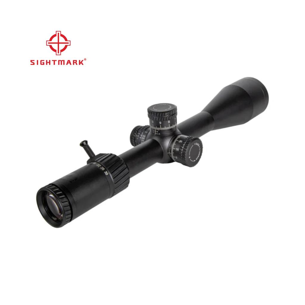 Sightmark Presidio 5-30x56 LR2 FFP, vista das torres de elevação e deriva