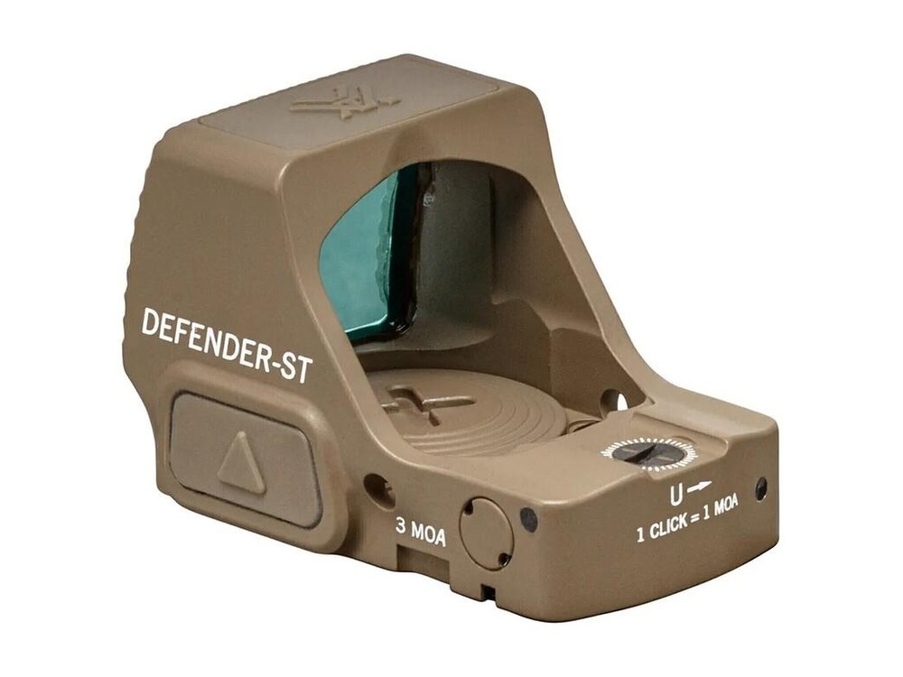 Red dot Vortex Defender-ST na cor tan, micro red dot com ponto de 3 MOA e ativação por movimento