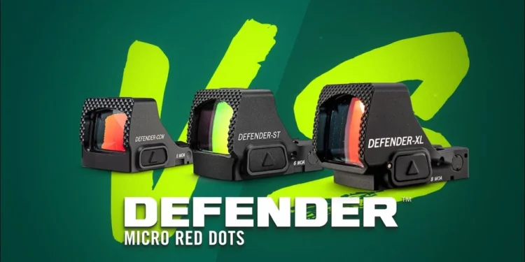 Linha Vortex Defender: micro red dots Defender-CCW, Defender-ST e Defender-XL